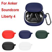 Silicone Headphone Cover Charger Box Shell For Anker Soundcore Liberty 4 Wireless Earbuds Case Shockproof Earphone Protector Black