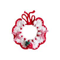 Adjustable Flower Pet Scarf Bib Handmade Sweet Cat Strawberry Collar Cozy Decorative Knitted Cat Scarf Daily Use raudona