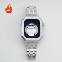 Prabangus nerūdijančio plieno dėklas+dirželis Apple Watch Series 10 46MM Metalinis modifikacijos rinkinys iWatch s10 46mm Rėmelis Juosta  46mm-Series 10 sidabras