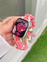 Cute Rainbow Flower Band For Apple Watch 49mm 46mm 45mm 40mm 42mm 41mm 38mm Nylon Weave Strap For iWatch Ultra 10 9 8 7 SE 6 5 4 38 40 41(S10)42mm rožinė raudona spalva