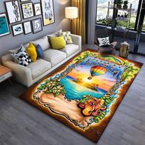 Colorful Hot Air Balloon and Tropical Beach Dream Theme Carpet Rug Suitable for use as an anti-slip for living room bedroom sofas 40x60cm( 15x23in )
