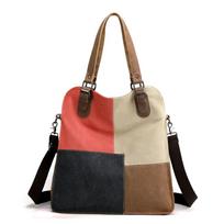 KVKY Brand Women's Messenger Bags Vintage Canvas Shoulder Bag Patchwork Color Tote Handbags Purse Top-handle Bag bolsas