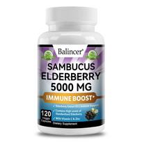 Elderberry 5000 Mg Dietary Supplement, With Vitamin C, Zinc, 120 Capsules Per Bottle 120 Capsules gray