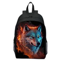 16 colių vaikų kuprinė „Magical Wolf“ berniukams, mergaitėms, pradinių ir vidurinių mokyklų mokiniams, darželio kuprinė black
