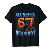 Funny 67 Meme Italian Brainrot Tung Tung Sahur Six Seven T-shirt For Men Women  Cotton T Shirts Short Sleeve Tops XS juoda