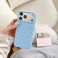 for iPhone 17 16 15 14 13 12 Pro Max 17PRO 2026 Ins 3D Devil Pointed 3D Protruding Small Spiky Phone Case Soft Silicone Cover iPhone 17Pro mėlyna