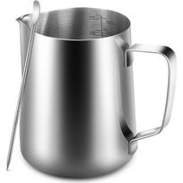 Anpro Milk Pitcher 304 Stainless Steel Milk Cup Milk Pitcher 600ml/20 oz with Measurement Marks sidabras