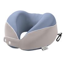 Memory Foam U-Shaped Travel Pillow Portable Neck Support for Airplane Office Nap with Storage Box 30x29x10cm šviesiai pilka spalva