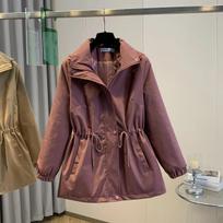Women Autumn Long Sleeve Casual Hooded Zipper Windbreaker Female Trench Jacket Outerwear Ladies Plus Size Top XL