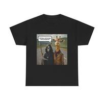 Grim Reaper and Giraffe Tee Unisex T-Shirt Strange Something Weird Quirky Gift 4XL