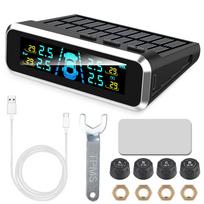 Auto Tyre Security Alarm Systems Car TPMS Tire Pressure Monitoring System USB / Solar TPMS Digital 0-6.0Bar 4 Exteral Sensors