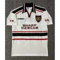 9899 Force Manchester United retro jersey No. 7 away Beckham short long-sleeved football jersey Giggs children's suit Children's size 110