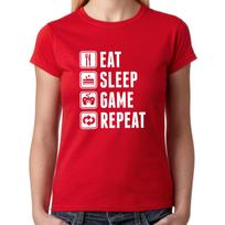 EAT SLEEP GAME REPEAT women's humorous fun T-Shirt Mens Womens Tees Top 4XL