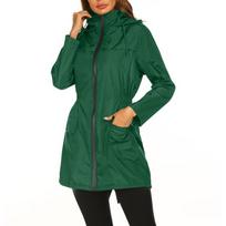 Lightweight Women's Casual Outdoor Hooded Raincoat Windbreaker Jacket S žalia