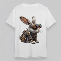 Men's Breathable T-Shirt Mens Womens Tees Top Steampunk Rabbit Red Goggles Short Oversize Tee White S