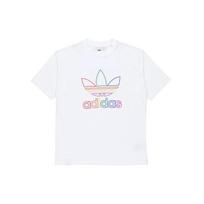 Adidas Originals Pride Marškinėliai su vaivorykštės Trefoil logotipu, trumpos rankovės, vyriški viršutiniai drabužiai, balti FI0882 XL white