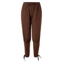 Adult Men Medieval Pirate Pants Linen Horseman Knight Costume Loose Leggings Black Navigator Leg Bandage Trouser S raudonai ruda