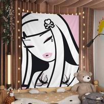 Animacinis stiliaus gobelenas, personalizuotas meno kūrinys sienų dekoravimui, kūrybingas miegamojo gobelenas, madingi kambario papuošimai, madingas sienų dekoravimas 40CMX60CM