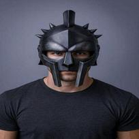 Black Gladiator Helmet Roman Soldier Maximus Helmet Medieval Knight LARP Cosplay Armor Handmade Steel Warrior Costume