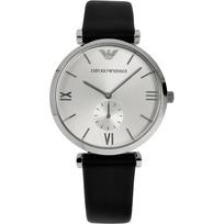 Emporio Armani Gianni Vidutinio dydžio Sidabrinis ciferblatas Juoda Odinė Vyriškas Kvarcinis Mažas Antrasis Rodyklė AR1674 sidabras