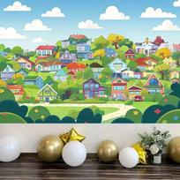 2D Carnival Circus Tent Backdrop, Lollipop Balloon Kids Party Photo Booth Background 47.2x31.5inch/120*80cm