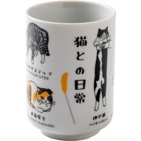 Ippinsha Mino Ware Sushi Life with MK22160 Teacup,  Everyday Cats,  280ml,