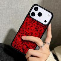 Capa Case for iPhone 17 Air 16 Pro Max 15 Plus 11 13 Mini 14 12 Back Phone Cover Red Roses iPhone 16 Plus