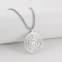 Lemegeton Hecate Women Wheel Necklace Pin Hot Magic Symbol Witchcraft Energy Amulet Men and Women Stainless Steel Jewelry Gifts 60cm
