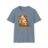 Unisex Softstyle Funny Sad Cow T-Shirt Mens Womens Tees Top Oat Milk Cartoon Dairy-Free Humor Tee L