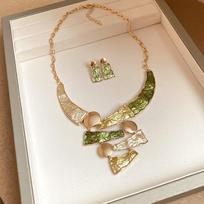 Geometric Line Women's Necklace Earring Set Collarbone Chain Multi Color Jewelry Set  Women Style 1