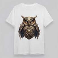 Women's Soft T-Shirt Mens Womens Tees Top Steampunk Owl Metallic Gear Tee White Cotton Short Oversize 3XL