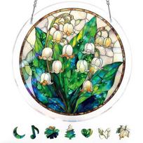 Window Hanging Ornament Suncatcher Puzzle Stained Glass Effect Decorative Light Shadow Art Piece for Balcony Window Decor Gift S V