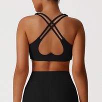 Women's Cross Back Sports Bra High Impact Workout Yoga Crop Top with Removable Pads S juoda