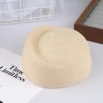 Ladies Solid Color Straw Beret Hat Summer Sun Cap Hostess Pillbox Hat For Women Retro Versatile Casual Painter Hat smėlis