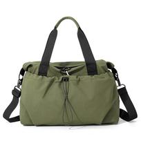 Dry and wet separati gym bag with drawstring, unisex short-trip travel bag, expandable casual luggage bag armijos žalia spalva