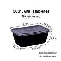 Disposable 1000ml Black Rectangular Meal Prep Containers (300 Sets)