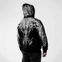 KOSY Mens Hoodie Harajuku Dark Streetwear Luminous Magic Sword Graphic Print Hooded Sweatshirt Vintage Retro Loose Fit Unisex Fashion XS juoda