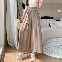 Comfortable Fashion Hakama Elegant Female Vintage Y2k Baggy Women's Casual Wide-leg Pants High Waist Tie Design Loose Trousers S ruda