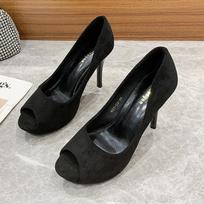 New Fish Mouth Stiletto Fashion Sexy Catwalk Fashion Super High Heel Wedding Shoes Casual Professional Women's Single Shoes 34 juoda