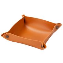 Light Luxury Key Miscellaneous Storage Tray Doorway Porch Table Decoration Tray Leather Designer Creative Soft Decoration Orange - Large