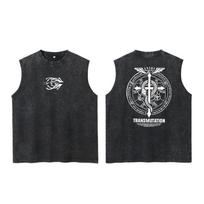 Anime Fullmetal Alchemist Rūgštinis Liemenė Spausdintas Topas Harajuku Retro Gotikos Gatvės Mados Stilius Juoda Liemenė Unisex Vasara S