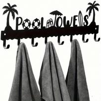 1 vnt. Baseino rankšluosčių laikiklis, Metaliniai rankšluosčių kabliukai, Sieninis rankšluosčių laikiklis, Paplūdimio rankšluosčių kabliukų laikiklis TY7147 juoda