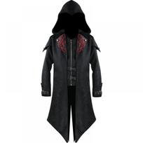 Viduramžių Steampunk žaidimo Žudikai Edwardas Cosplay kostiumas Streetwear Džemperis su gobtuvu Viršutinis drabužis Helovino vakarėlis Frakas XXXXXL juoda