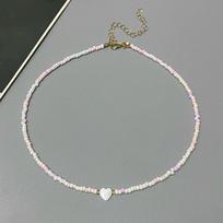 New Love Heart Pendant Choker Necklace Fashion Rice Beads Women Neck Jewelry Gift for Friend Summer Necklace