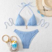 Women's Casual Two-Piece Swimsuit L mėlyna