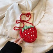 Zero Wallet Cute Little Girl Strawberry Cross-body Bag for Girls, Girls' Casual Mini Shoulder Bag raudona