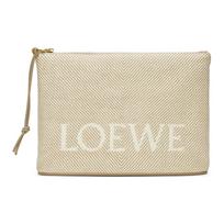 Loewe Raidės Logotipo Užtrauktuku Užsegamas Sankabos Krepšys Austas Mažas Veršio Odos Rankinė Moteriškos Rankinės Smėlio spalvos C730C63X18-2370 Shopping Bag Set(Basic Set+Shopping Bag)