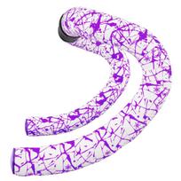Supacaz Cycling Handlebar Tape Super Sticky Kush Splat Limited White with Neon Purple Purple Star Plugz - - - - +