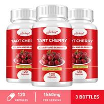 Airboy Organic Tart Cherry Extract Capsules, made with tart cherry concentrate and celery seed, suitable for adults. 120*3