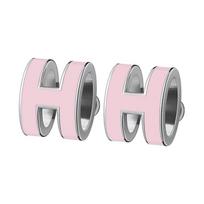 Hermes Pop H Series Candy Pink Palladium Plated Earrings Women Earrings H608001FP85 Candy Pink with Silver Edge